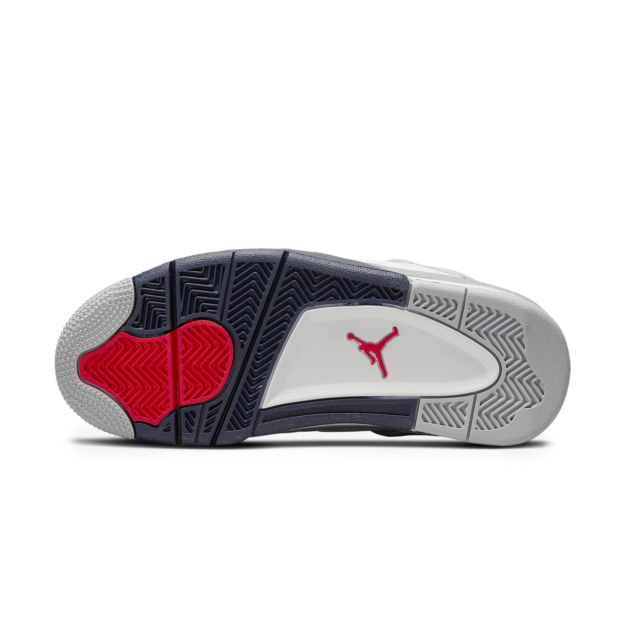 Sole view of Air Jordan 4 Retro Midnight Navy (GS) 408452-140